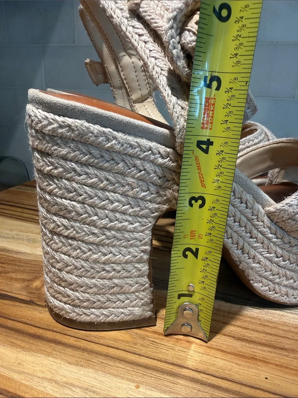 Chelsea & Violet Beige Braided Platform Sandals